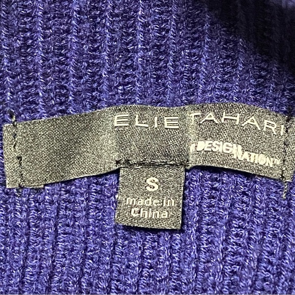 Elie Tahari Design Nation Blue Ribbed Wool Blend Mock Neck Sweater Small - Picture 5 of 8